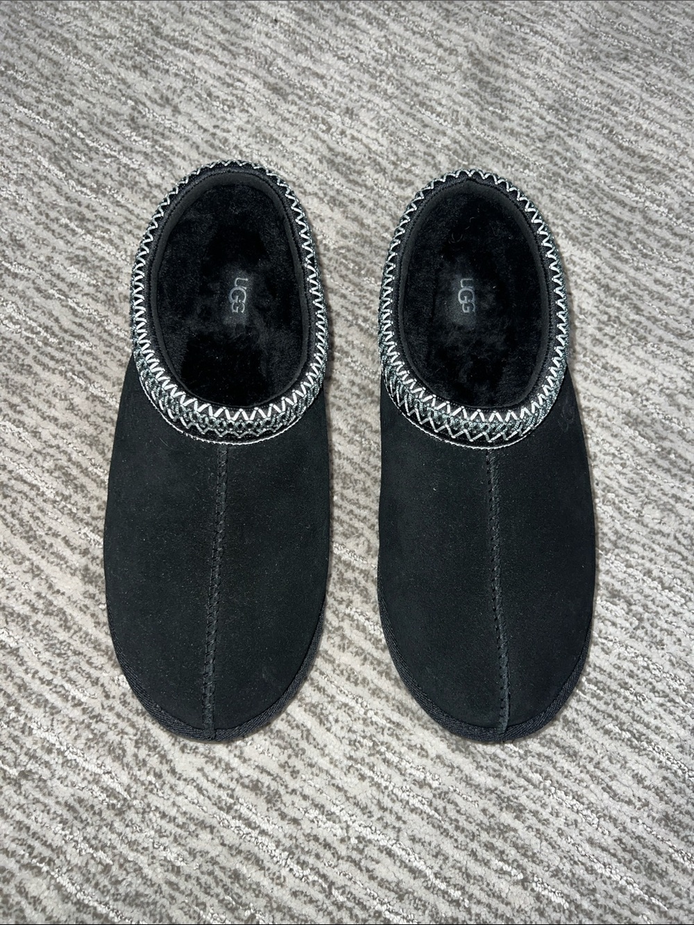 UGG Tasman II Black Suede Cozy Slip-Ons